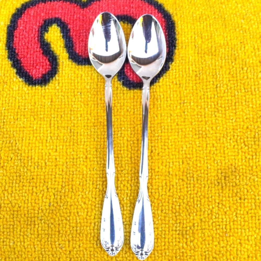2 Noritake 8-18 Stainless steel Japan NTK Serenade Long spoons